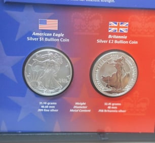 US and UK Silver Bullion Coin Set LEGACIES OF FREEDOM: