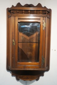 Eastlake Corner Wall Cabinet with Beveled Glass Door: