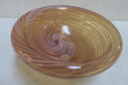 Signed JODY Fine Art Glass Mezza Filigrana Bowl: