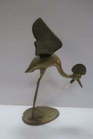 Brass Grey Crown South African Crane Figure:
