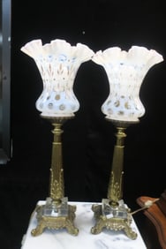 TWO Fenton Charleton Coin Dot Electric Table Lamps: