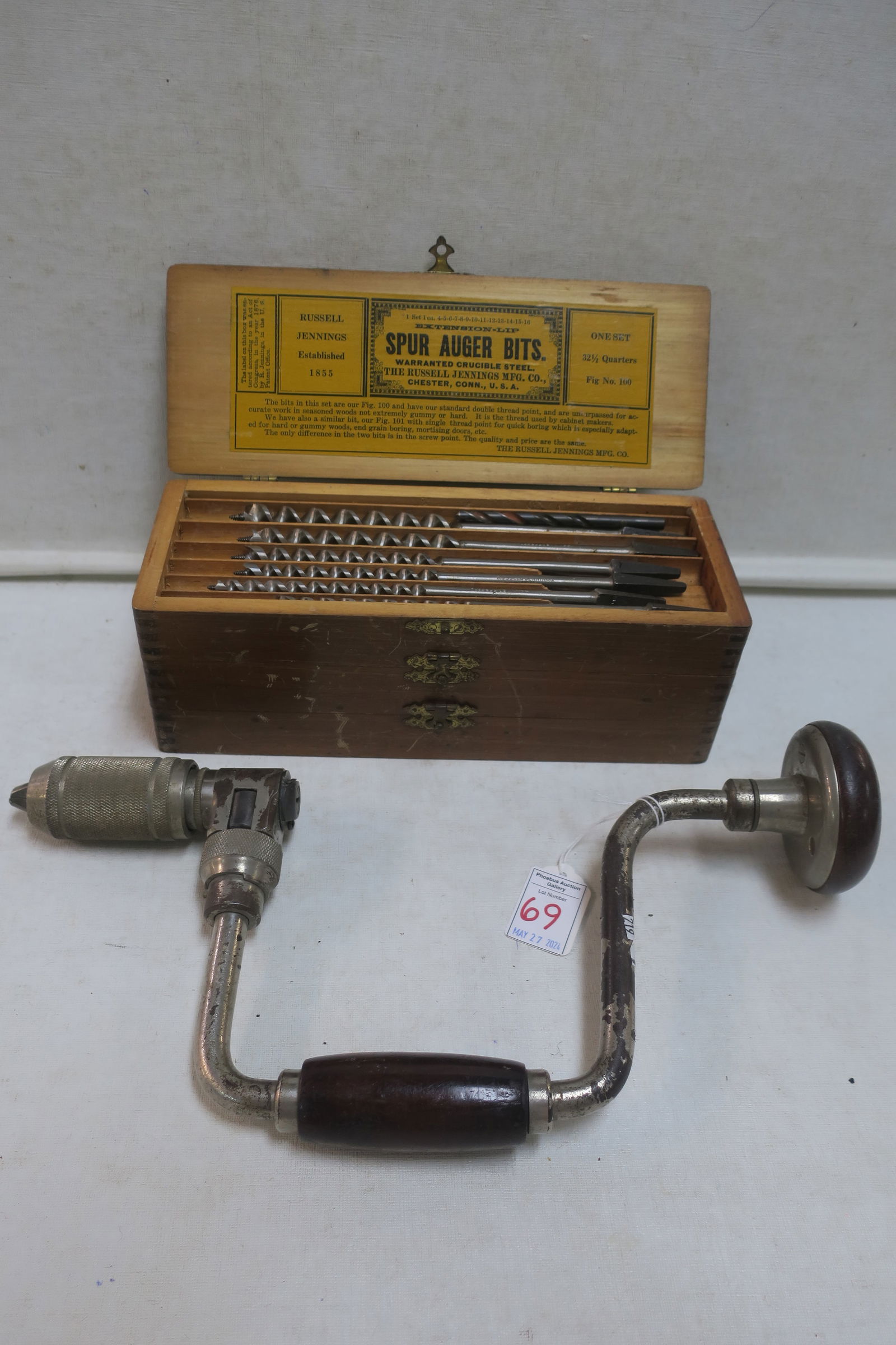 Antique Russell Jennings Spur Auger Bits in Box: (1 of 4)
