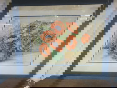 Red Poppies Watercolor Signed L.CREORE: