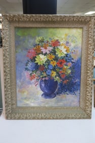 GLORIA BREM, VIOLET VASE, Oil on Canvas: