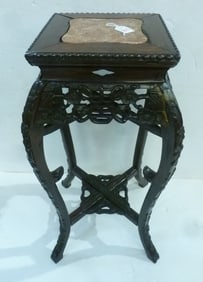 Square Asian Fern Stand with Rose Marble Insert: