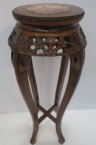 Round Asian Fern Stand with Rose Marble Insert: