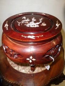 Asian Rosewood and Mother of Pearl Mini Garden Seat: