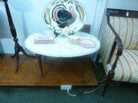 SHAMBURGERS, Richmond Oval Marble-Top Coffee Table: