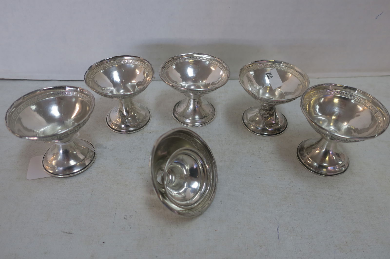 Six Sterling Silver Dessert Cup Holders: (1 of 3)