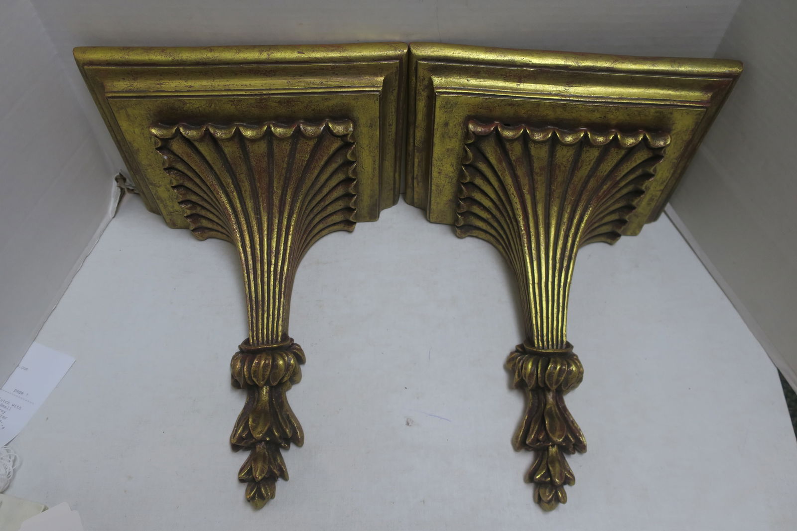 Pair of Classical Gilt Wall Hanging Display Shelves: (1 of 3)