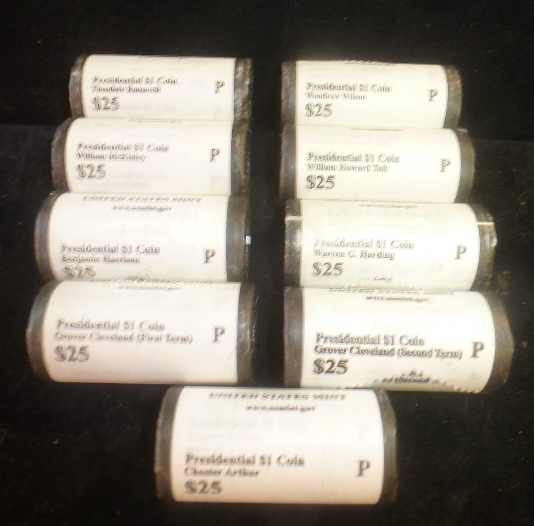 Nine Rolls, Philadelphia Mint BU Presidential Dollars: (1 of 3)