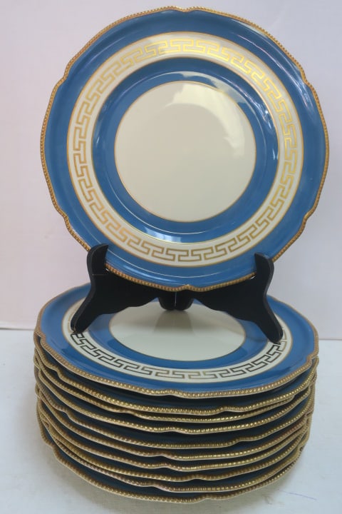 Eleven ROSENTHAL Greek Key Dinner Plates: (1 of 4)