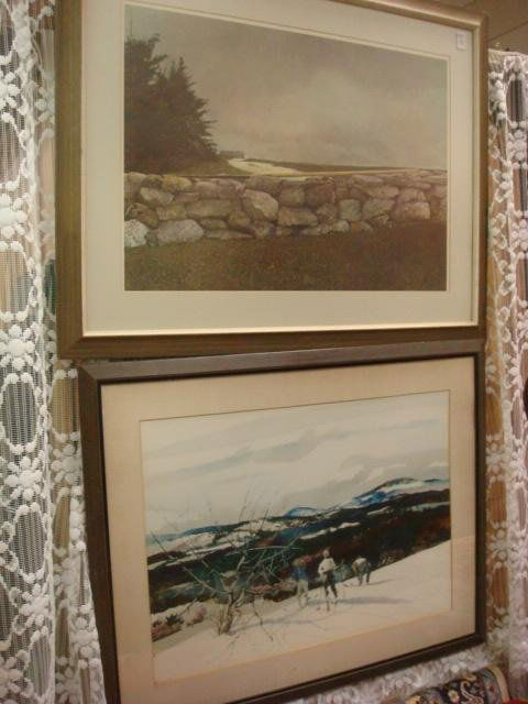 Two Open Edition Framed ANDREW WYETH Prints: Two Open Edition Framed ANDREW WYETH Prints: The Sweep is a Vista of Wyeth's Property and Typical of His Depiction of a Still World. The Original Tempra was Done in 1967. 40" X 30" Overall. From Mt. K