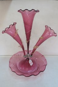 Victorian Cranberry Glass  Epergne: