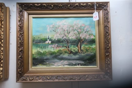 Landscape Oil on Canvas Signed E. DIAZ
