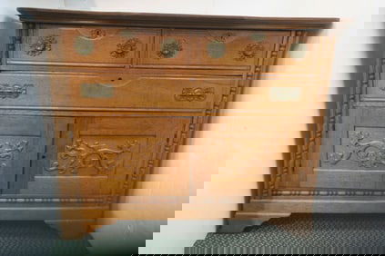 Golden Oak Dresser with Fancy Hardware: