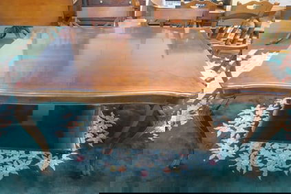 Mahogany Inlaid Dining Table: