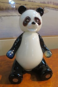 STUART ABELMAN Art Glass Panda Bear: