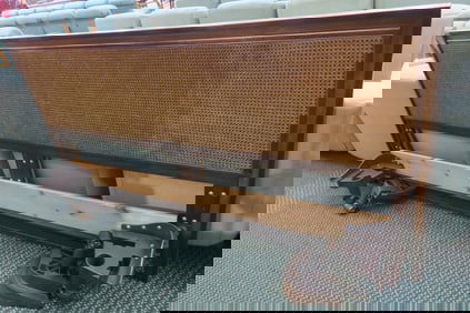 King Size Bed with Caned Headboard: