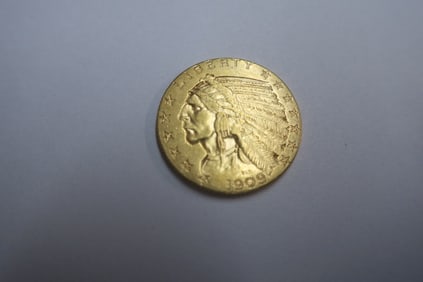 1909 Indian Half Eagle $5 Gold Coin: