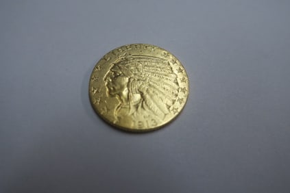 1913 Indian Half Eagle $5 Gold Coin: