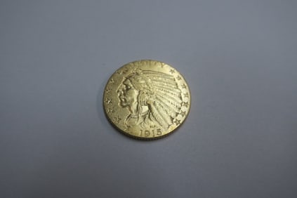 1915 Indian Half Eagle $5 Gold Coin: