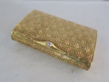 18kt Gold Cigarette or Card Case with Diamond: