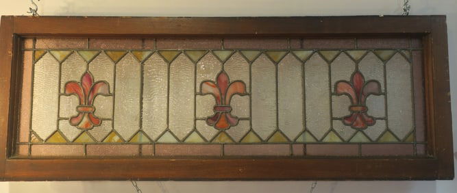 Leaded Stained Glass Window Panel: