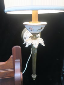 Pair of Porcelain / Brass Electric Wall Sconces: