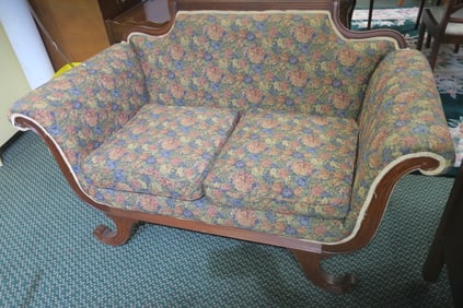 French Regency Floral Upholstered Settee: