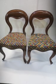 Two Upholstered Side Chairs with Mahogany Frames: