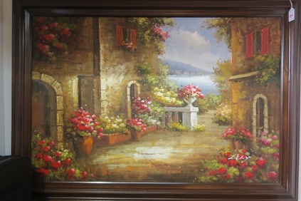 Landscape Oil on Canvas Signed LILY: