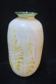 CHARLES LOTTON 9 12"T Hand Blown Art Glass Vase: