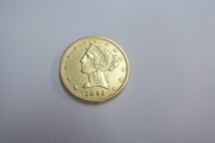 1893 Liberty Half Eagle $5 Gold Coin: