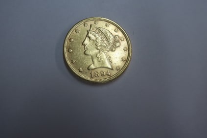 1894 Liberty Half Eagle $5 Gold Coin: