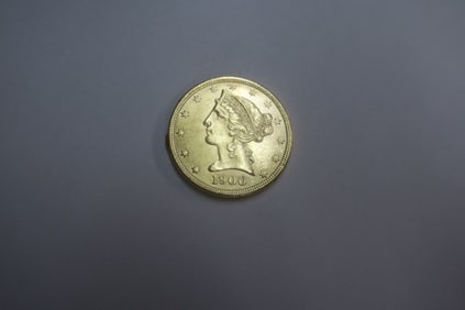 1900 Liberty Half Eagle $5 Gold Coin: