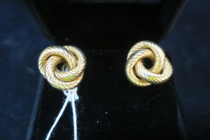 14Kt Yellow Gold Twisted Spiral Earrings: