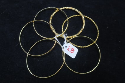 Six BEAU Sterling Vermeil Bangle Bracelets: