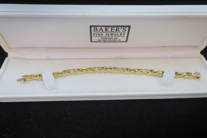 14Kt Yellow Gold and Diamond Tennis Bracelet: