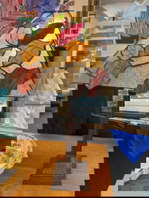 Table Lamp with Stained Glass Shade: