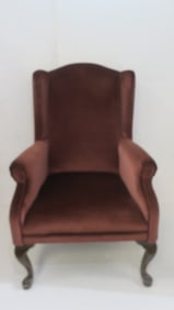 Queen Anne High Wing Back Upholstered Chair: