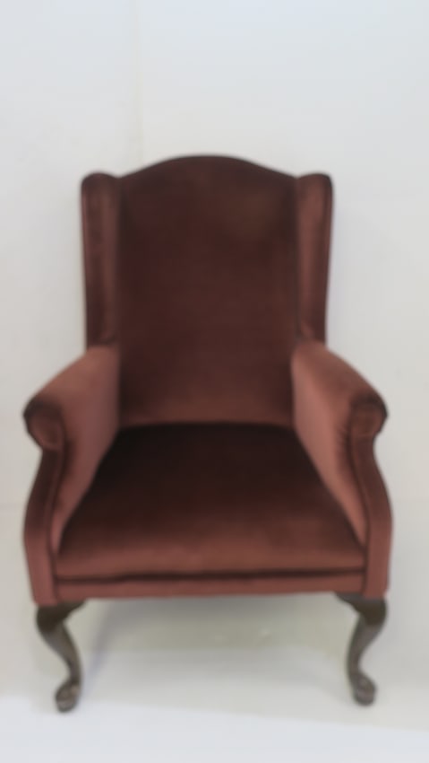 Queen Anne High Wing Back Upholstered Chair: (1 of 4)