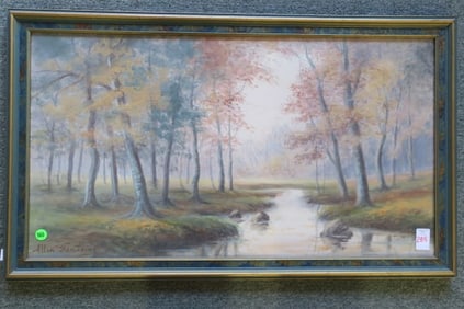 ALLEN FONTAINE Woodland Landscape Watercolor: