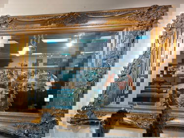 Vintage Ornate Gilded Wooden Frame Mirror: