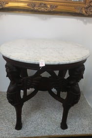 Renaissance Revival Marble Top Figural Table: