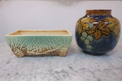 ROYAL DOULTON Grapevine Vase & McCOY Pinecone Planter: