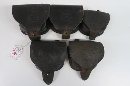 Five Leather Civil War Era Percussion Cap Cases: