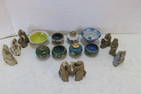 Chinese Mudmen, Salt & Peppers, Tiny Ceramic Bowls: