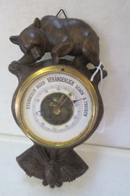 Black Forest Barometer with Carved Bear: