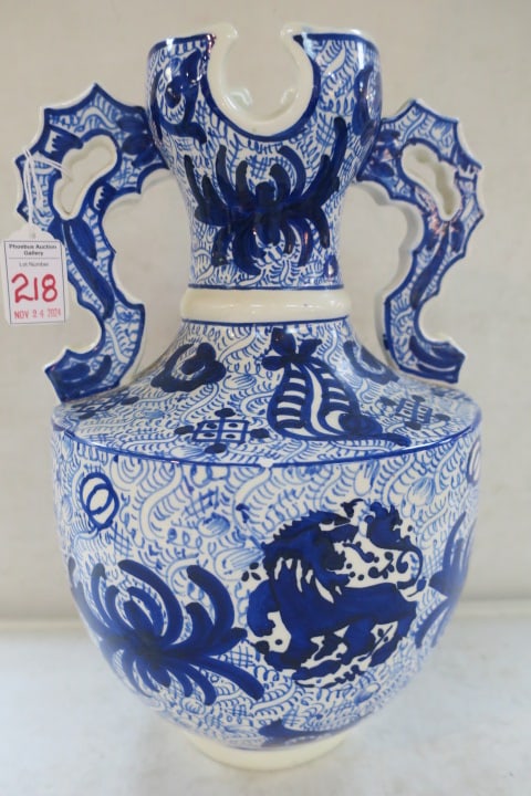 Blue and White Ardalt Porcelain 14"T Vase (1 of 4)